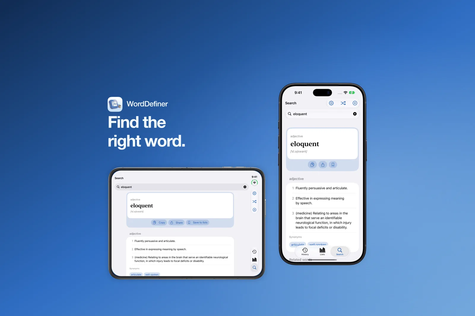 WordDefiner on iPhone and iPad